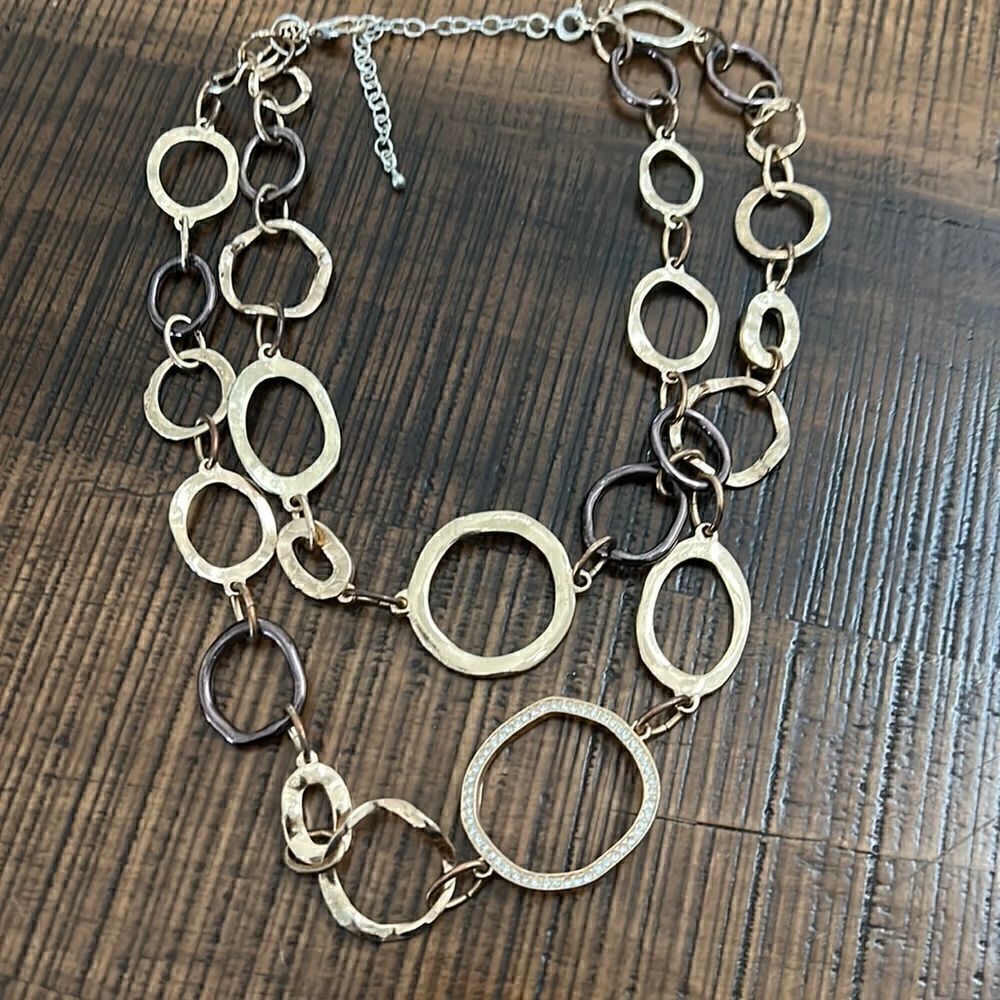 Copper looking and gold circle